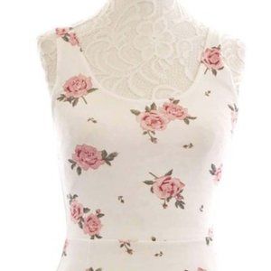 H&M DIVIDED Rose Pattern Fit & Flare Dress